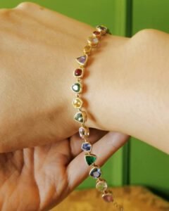 Acrostic Gemstone Rainbow Bracelet 18k Gold High Jewelry