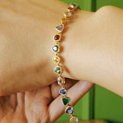Acrostic Gemstone Rainbow Bracelet 18k Gold High Jewelry