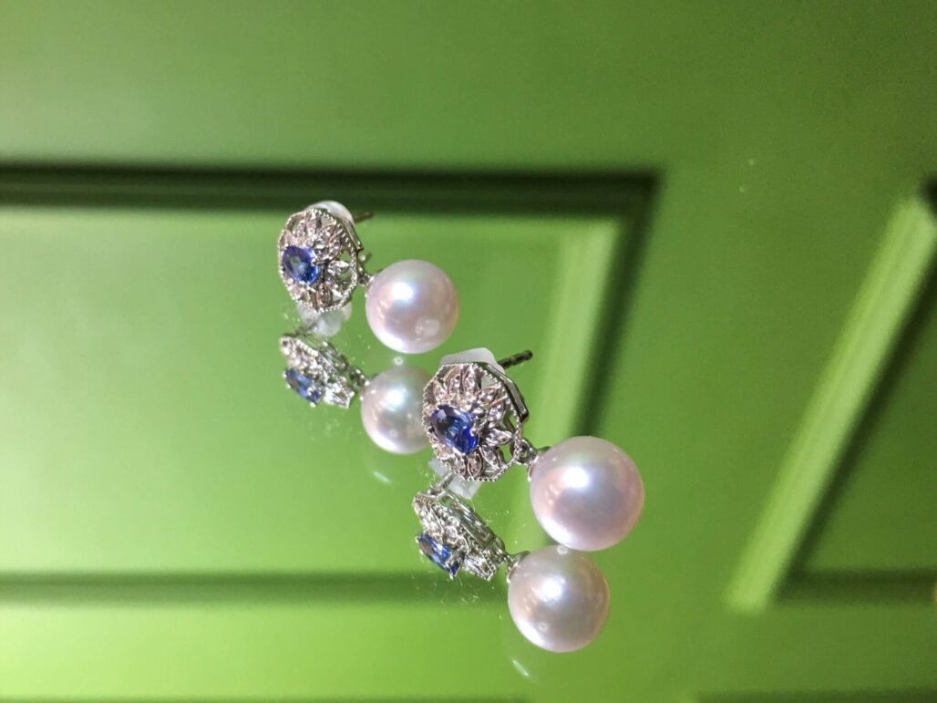 Versatile Pearl & Sapphire Earrings - 18K Gold with Diamonds