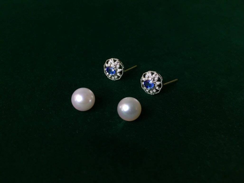 Versatile Pearl & Sapphire Earrings - 18K Gold with Diamonds
