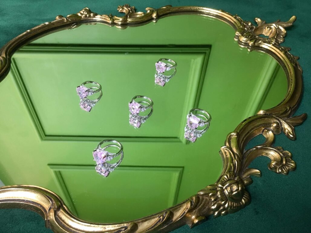 Heart-Shaped Pink Diamond Inspired Ring – S925 Silver with 18K White Gold Plating