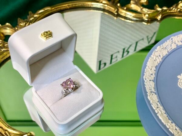 Heart-Shaped Pink Diamond Inspired Ring – S925 Silver with 18K White Gold Plating