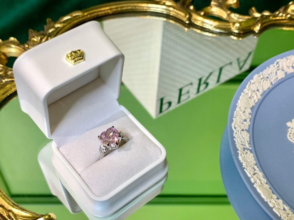 Heart-Shaped Pink Diamond Inspired Ring – S925 Silver with 18K White Gold Plating