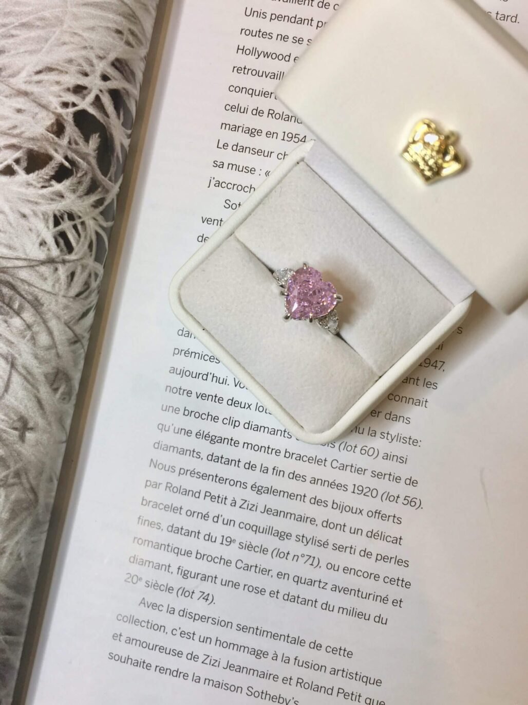 Heart-Shaped Pink Diamond Inspired Ring – S925 Silver with 18K White Gold Plating