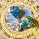 Transparent enamel hot air balloon earrings