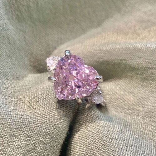 Sothebys Style Heart Shaped Pink Diamond Ring