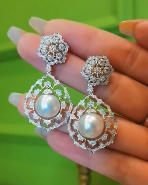 Buccellati Style Australian White Pearl Earrings 18k Gold