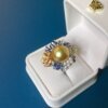 Rare 14.5mm South Sea Golden Pearl Ring | PERLA ART French Designer High Jewelry