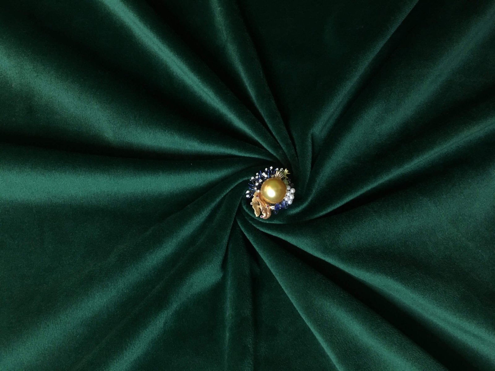 "Trésors sous-marins" 14.5mm South Sea Golden Pearl Ring - French High Jewelry (One-of-a-Kind)