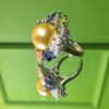 Rare 14.5mm South Sea Golden Pearl Ring | PERLA ART French Designer High Jewelry