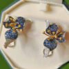 Artistic Sapphire Orchid Earrings 18k Gold Unheated