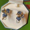 18K Gold & Natural Sapphire Orchid Earrings