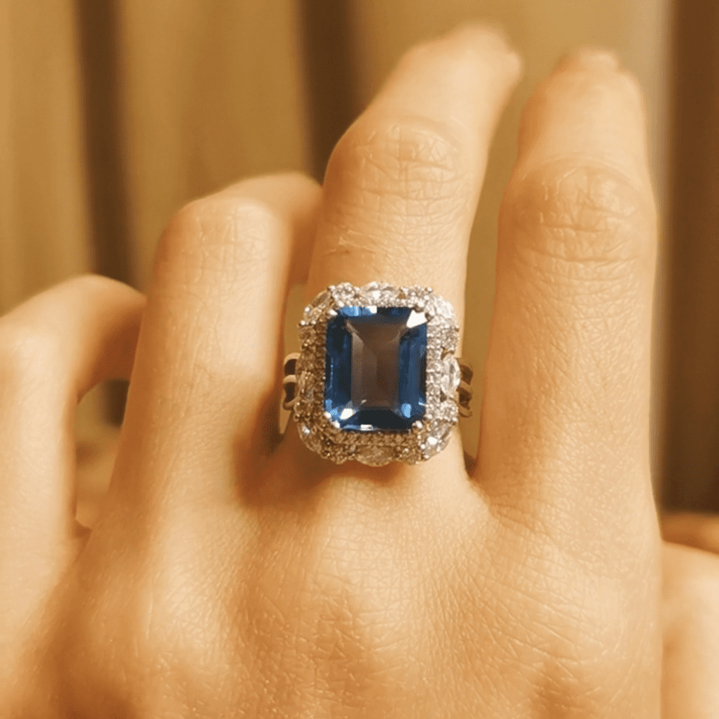 Blue Topaz Cocktail Ring - Emerald Cut Sky Blue (Affordable Luxury)
