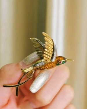 1910-antique-hummingbird 1910 Antique Hummingbird Brooch Enamel Diamond Ruby