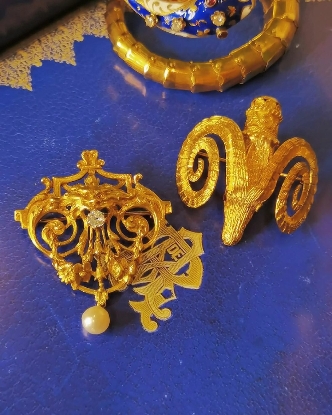 1950s Ilias Lalaounis Ram's Head Brooch - 18k Gold Greek Revival (Signed)