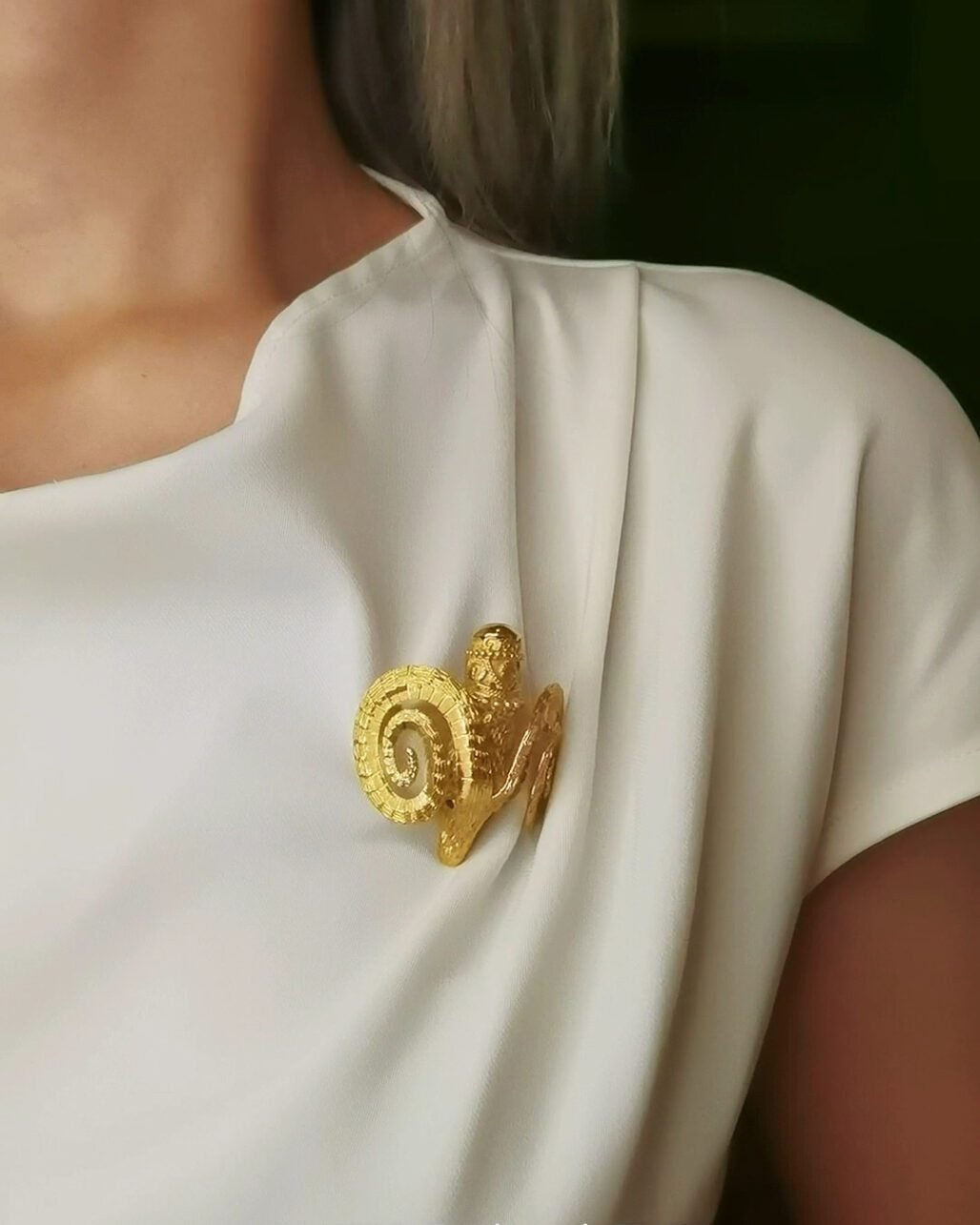 1950s Ilias Lalaounis Ram's Head Brooch - 18k Gold Greek Revival (Signed)