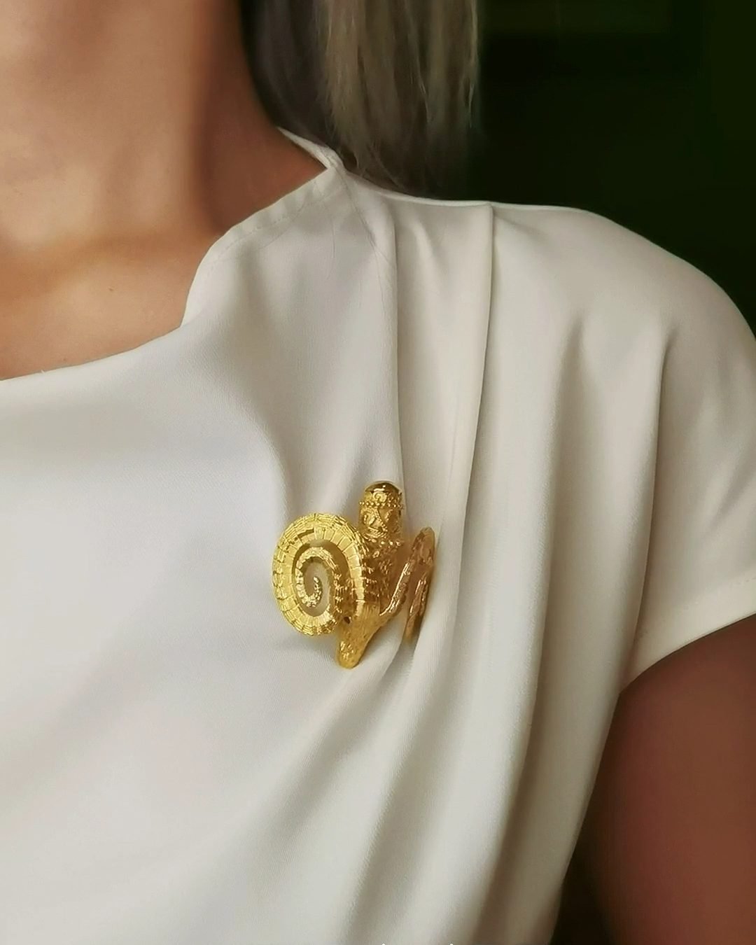 1950s Ilias Lalaounis Ram's Head Brooch - 18k Gold Greek Revival (Signed)