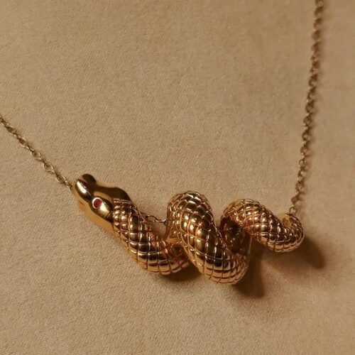 18k Gold Serpent Necklace Symbol of Rebirth