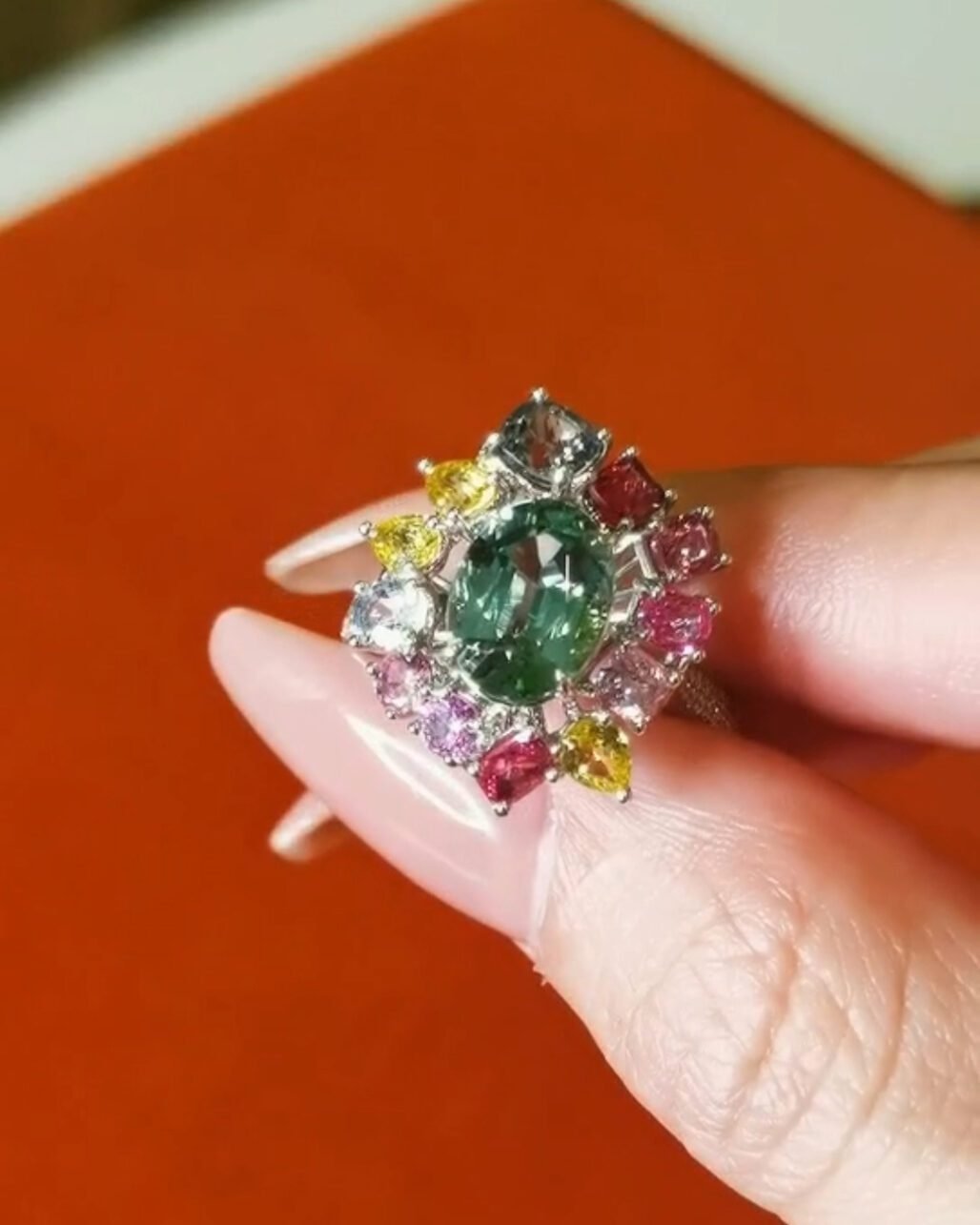 Secret Garden Green Tourmaline Ring 18k Gold
