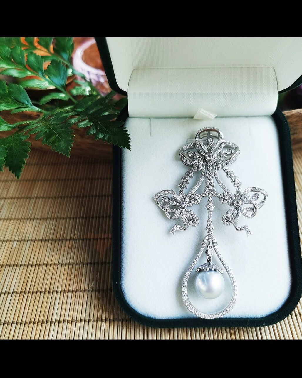 Edwardian Garland Style Pendant - Australian South Sea Pearl & 300+ Diamonds