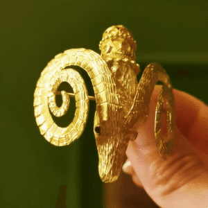 1950s Ilias Lalaounis 18K Gold Ram’s Head Brooch/Pendant – Greek Mythology Antique Jewelry