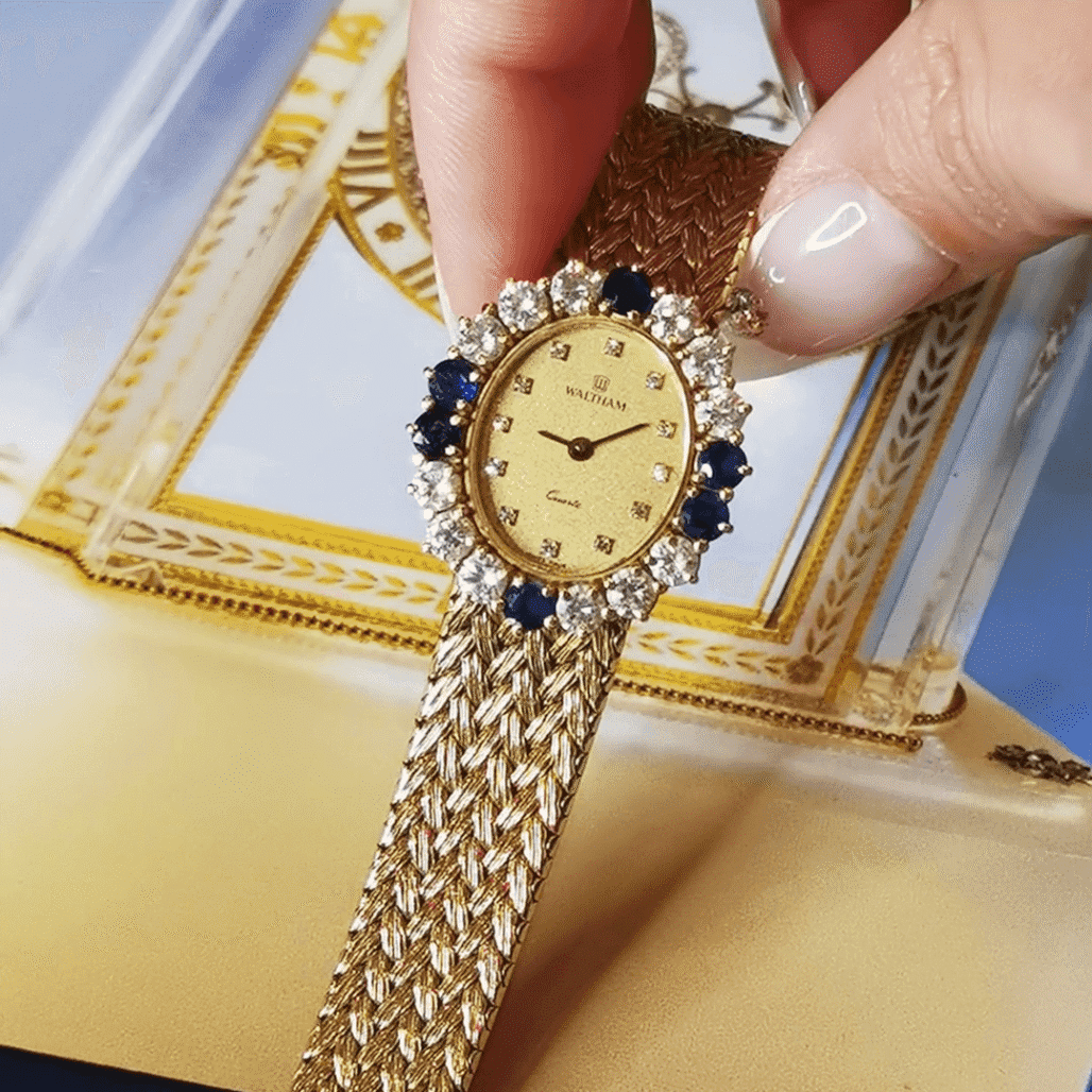 WALTHAM Vintage 18K Gold Wheat Bracelet Watch – American Heritage Luxury Timepiece