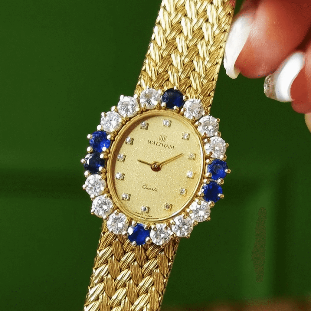 WALTHAM Vintage 18K Gold Wheat Bracelet Watch – American Heritage Luxury Timepiece