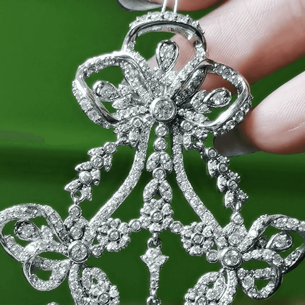 Edwardian Revival South Sea Pearl Pendant | PERLA ART 925 Silver with 18K White Gold & 300 Diamonds