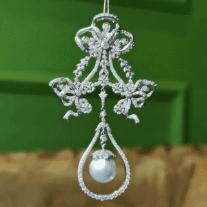 Edwardian Revival South Sea Pearl Pendant | PERLA ART 925 Silver with 18K White Gold & 300 Diamonds