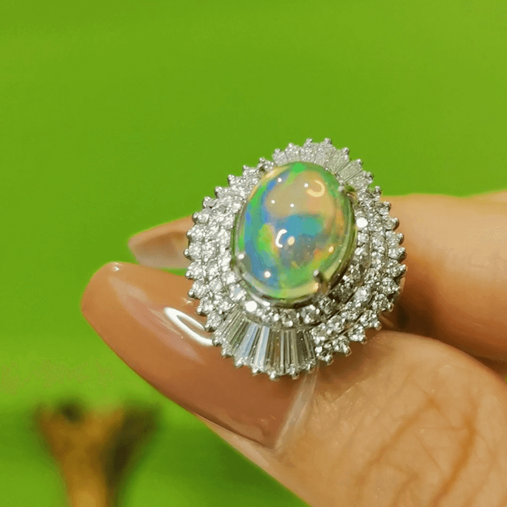 “Mermaid Dream Island” Crystal Opal Ring – The Rainbow Gem of Light and Legend