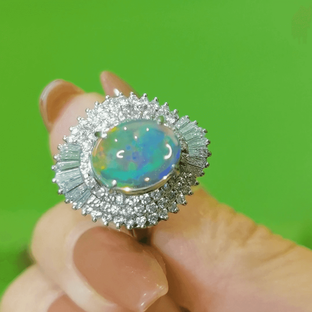 “Mermaid Dream Island” Crystal Opal Ring – The Rainbow Gem of Light and Legend