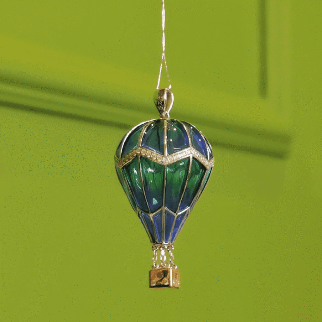 Hot Air Balloon Enamel Earrings & Necklace – Unique Two-Tone Gradient Jewelry with Translucent Enamel