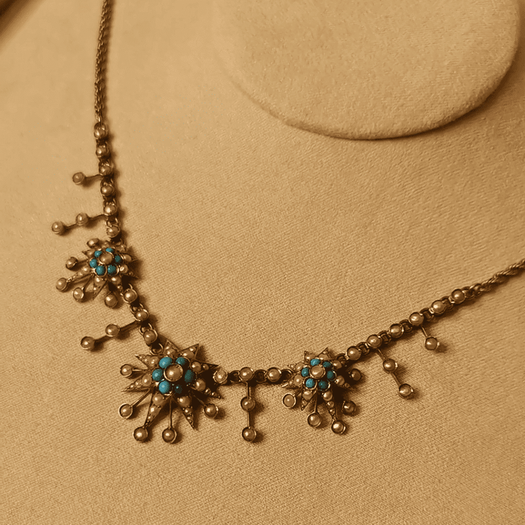 Victorian Star Pendant Necklace | Wild Pearl & Turquoise Antique Design