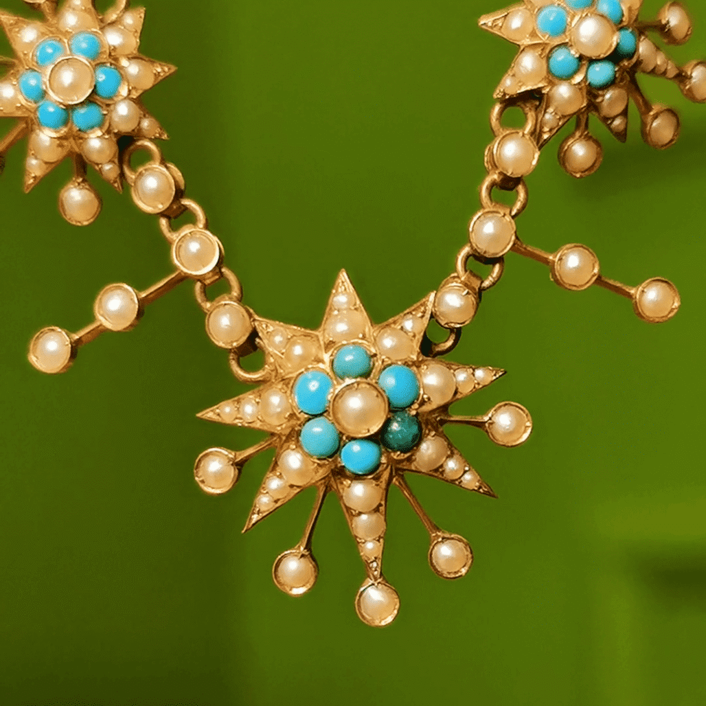 Victorian Star Pendant Necklace | Wild Pearl & Turquoise Antique Design