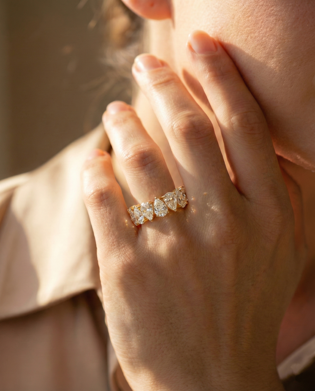 Eternity Band Diamond-Cut Pear · Silky-Shield™ Technology · 18K Gold Vermeil