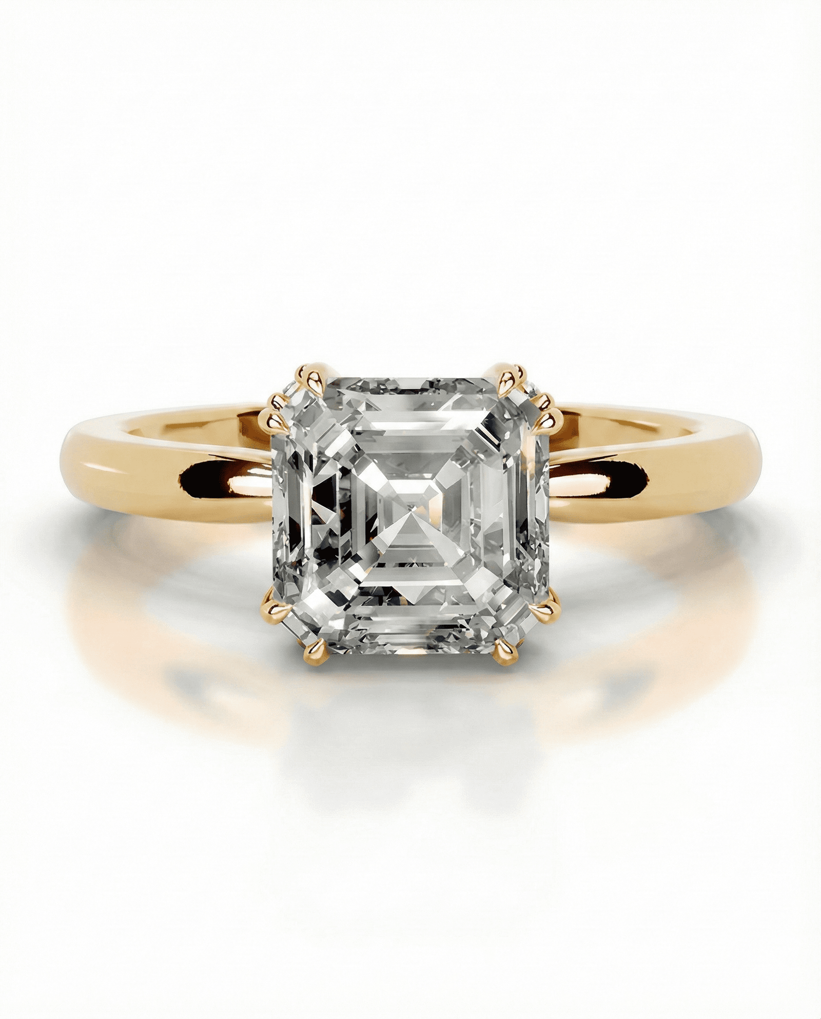 Brilliant Asscher Moissanite Ring - 3ct Diamond-Cut 18K Gold Vermeil