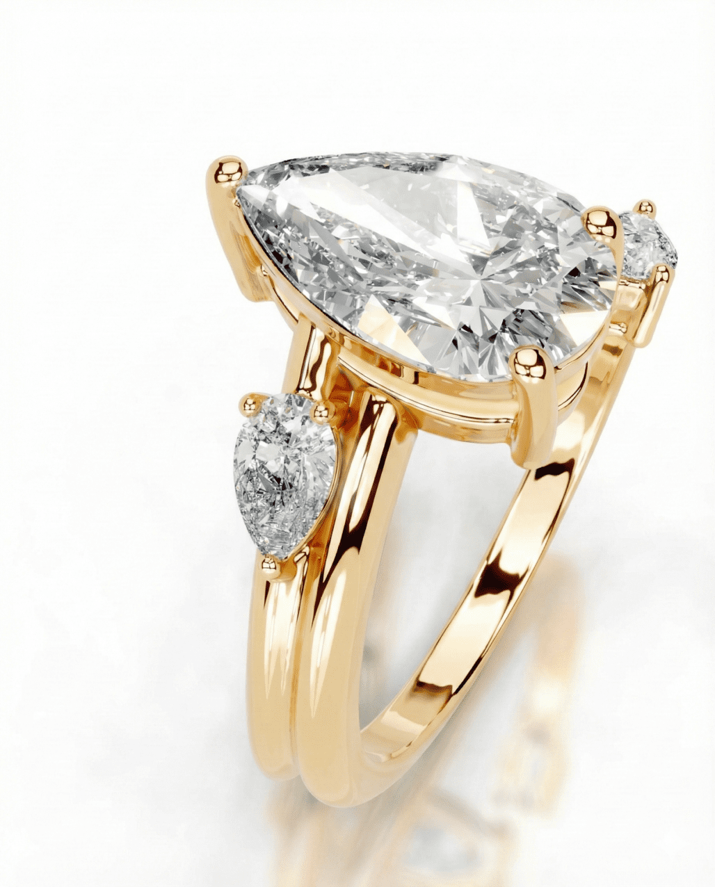 2 Carat Pear Moissanite Ring - 18k Gold Vermeil Engagement