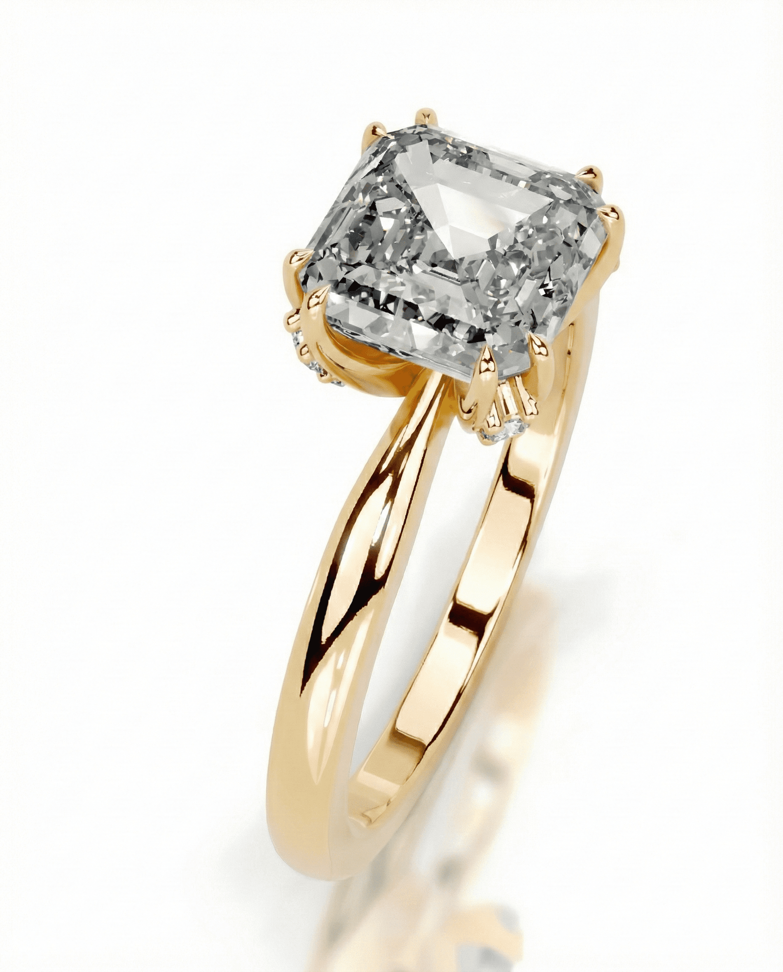 Brilliant Asscher Moissanite Ring - 3ct Diamond-Cut 18K Gold Vermeil