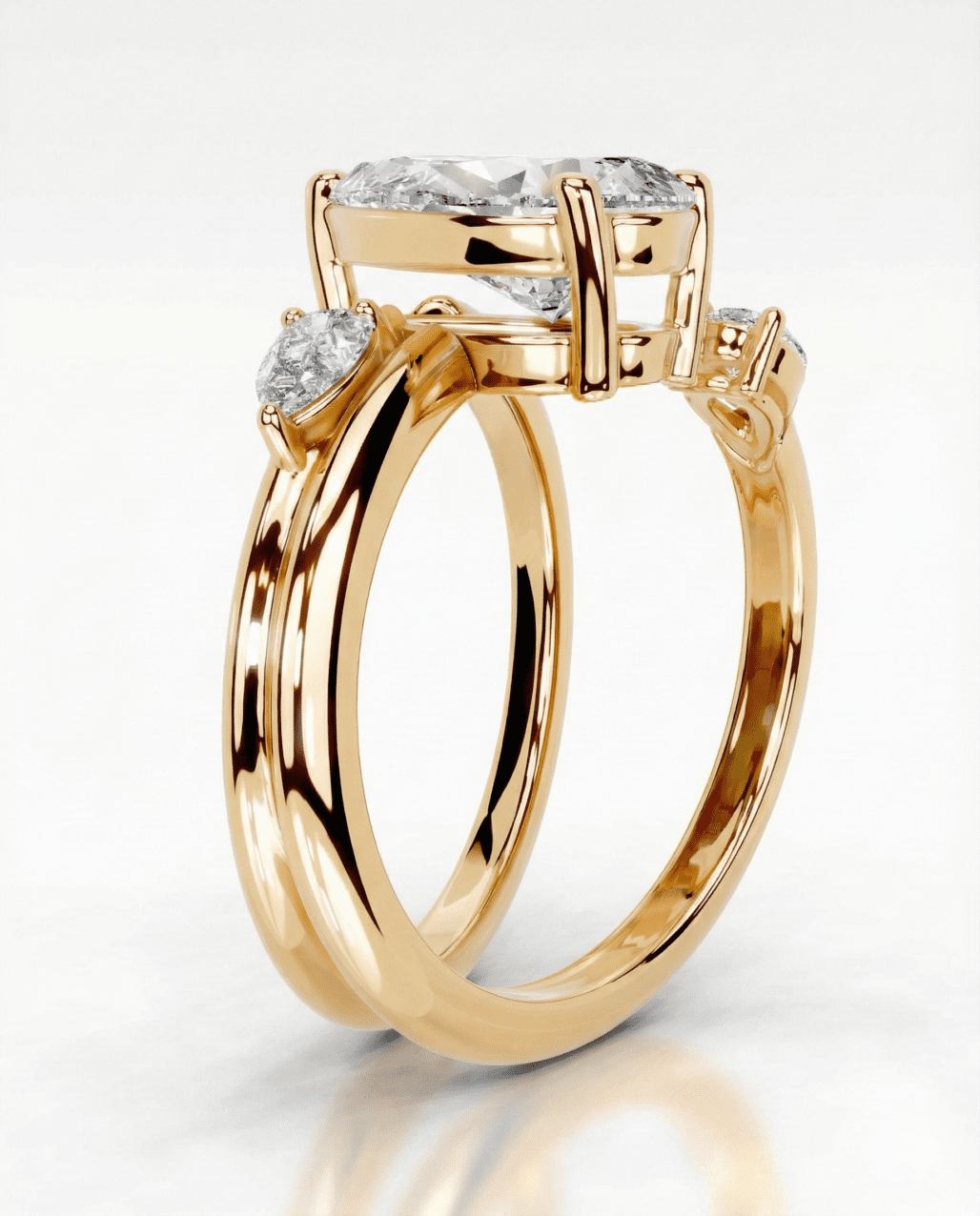 2 Carat Pear Moissanite Ring - 18k Gold Vermeil Engagement