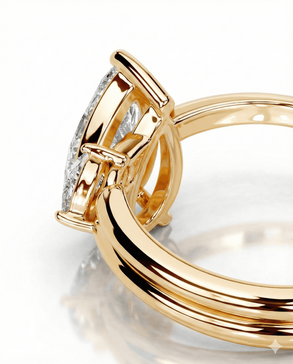 2 Carat Pear Moissanite Ring - 18k Gold Vermeil Engagement