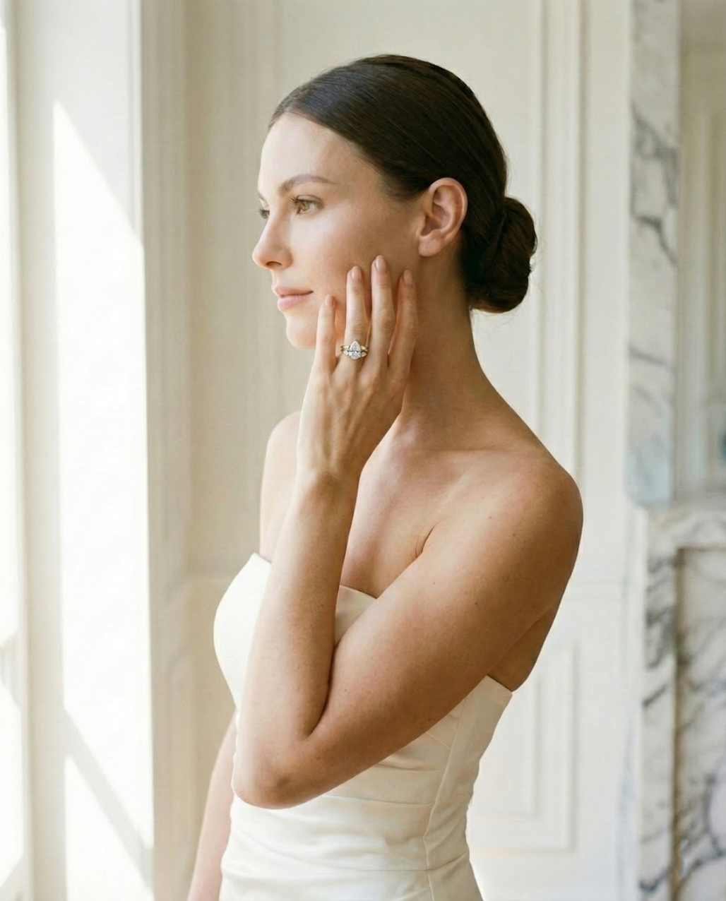 2 Carat Pear Moissanite Ring - 18k Gold Vermeil Engagement