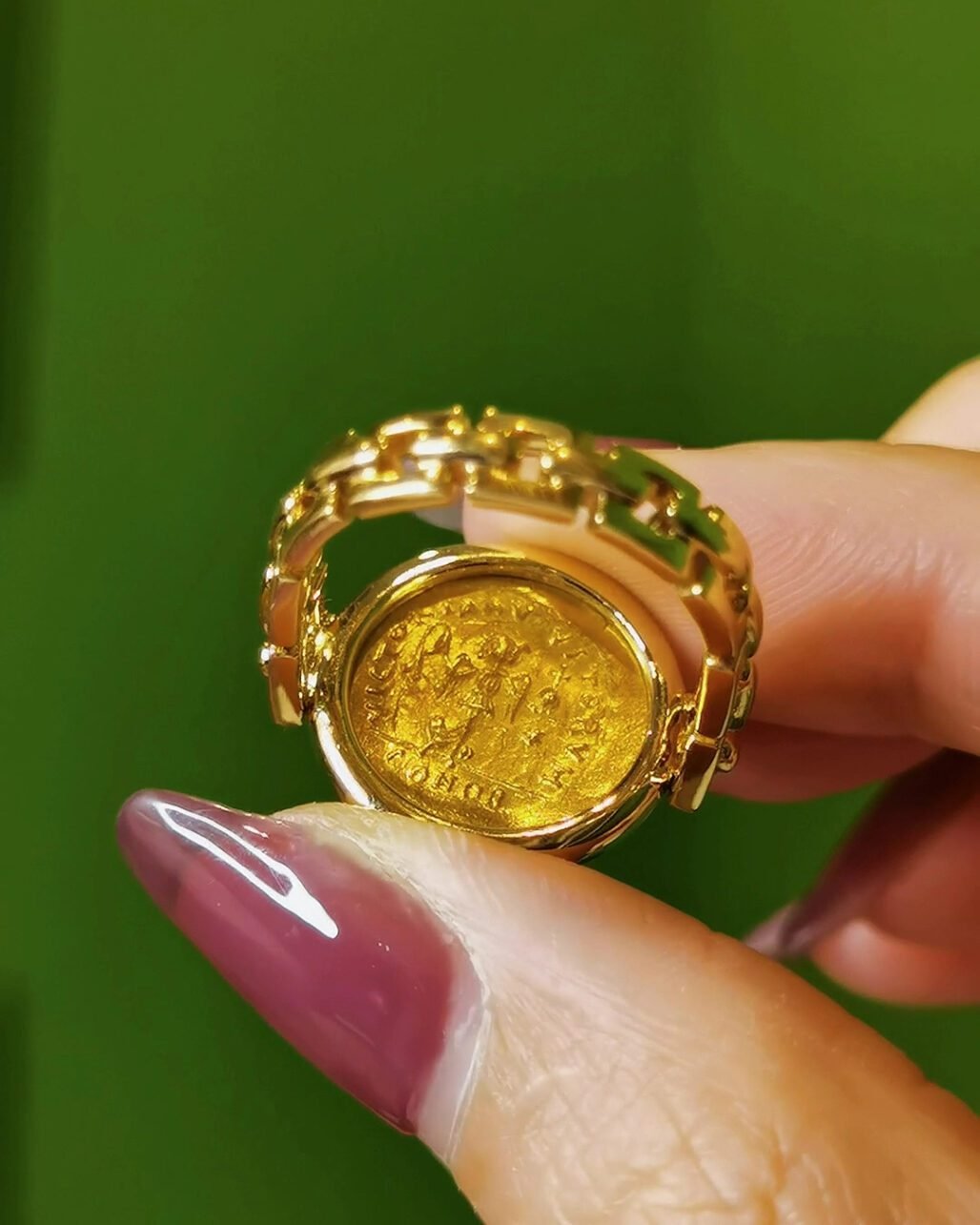 Authentic Ancient Greek Coin Ring - Thrace Lion 400 BC (18k Gold Swivel & Ruby)