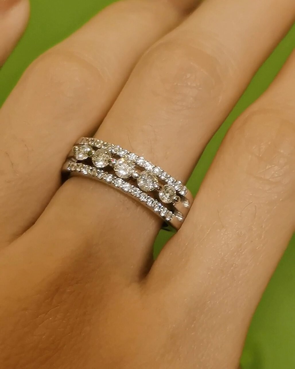 Half Eternity Diamond Ring - 0.52ct 18k White Gold (Stackable Wedding Band)