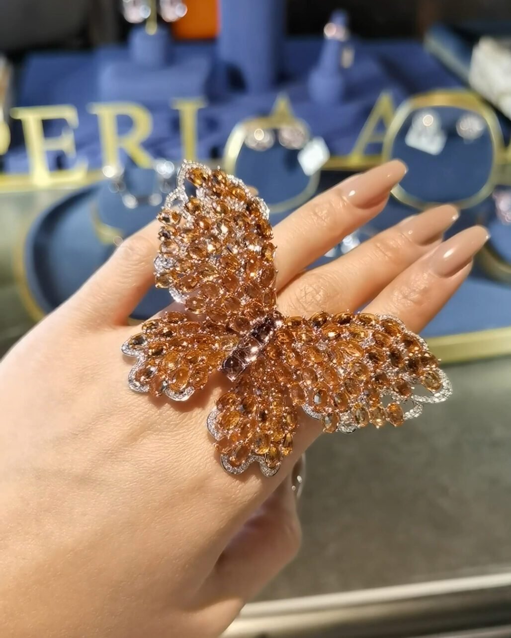 Fanta Orange Spessartine Garnet Butterfly Ring - 3-Way Convertible (2026 Lucky Totem)