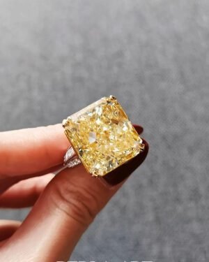 33.3ct Canary Yellow Diamond Ring - Fancy Vivid Radiant Cut (The Legend)