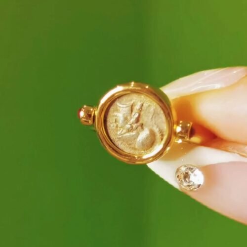 Ancient Greek Thrace Lion Coin Ring 400 BC 18k Gold