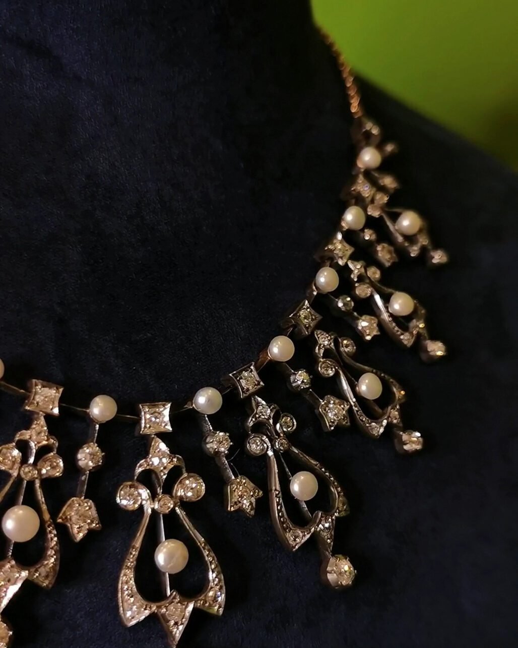 Edwardian Natural Wild Pearl & Diamond Necklace - Platinum Tiara Convertible (c. 1900)