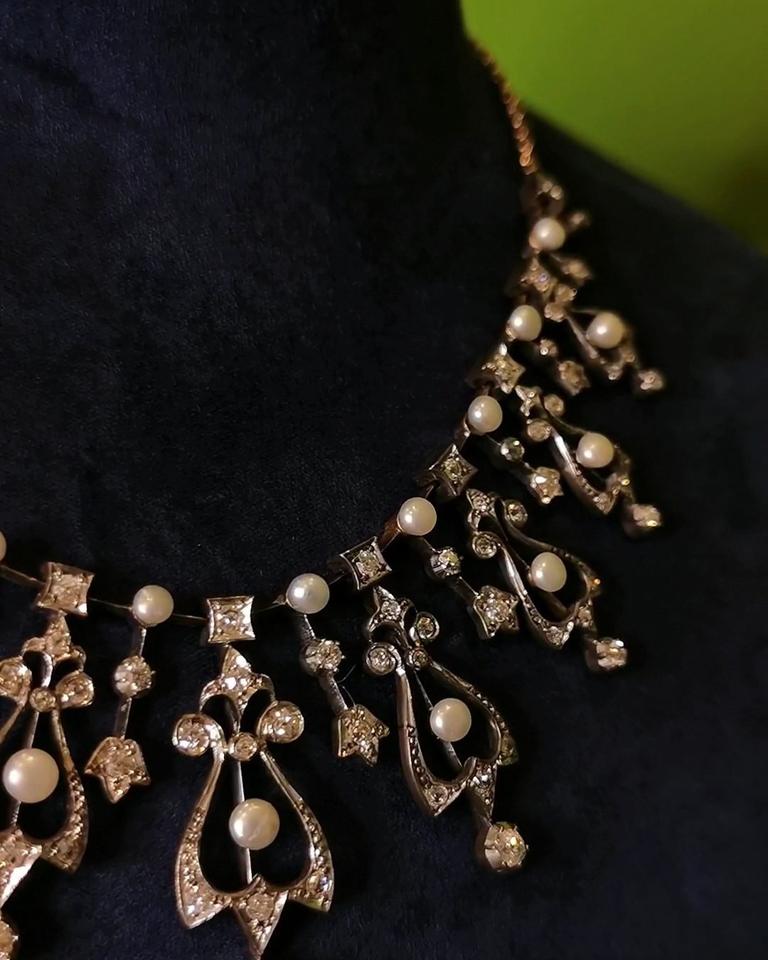 Edwardian Natural Wild Pearl & Diamond Necklace - Platinum Tiara Convertible (c. 1900)