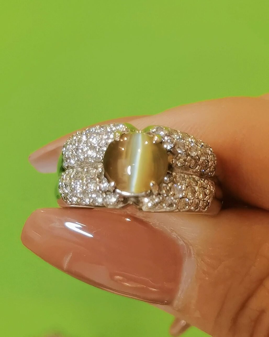 Honey Gold Chrysoberyl Cat's Eye Ring - PT900 Platinum Japanese Setting (Investment Grade)