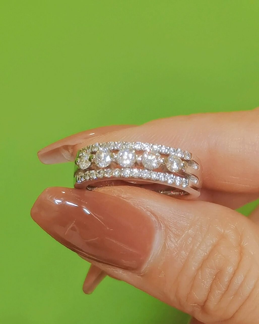 Half Eternity Diamond Ring 18k White Gold Stackable